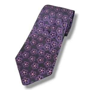 Ted Baker Pink And Purple Floral Print Silk Tie - OS